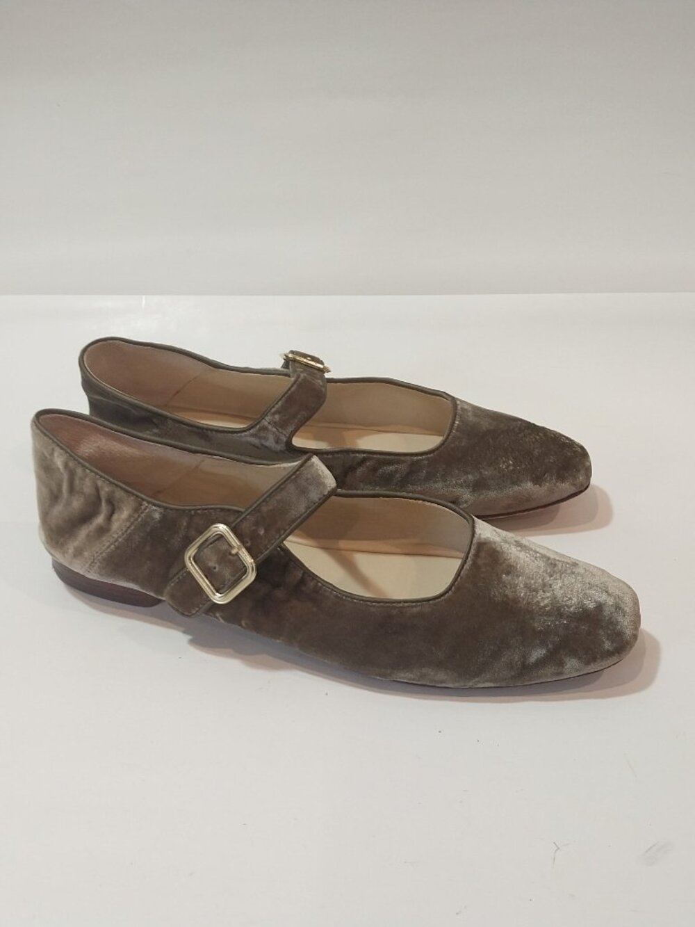 J Mclaughlin Brown Velvet Shoes Women 9.5 Macayle Flat Mary Jane Buckle Designer